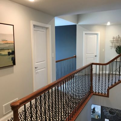 patterned carpet in a hallway